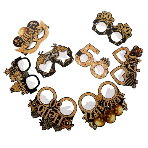 TOPBATHY 8 Stück Teiliges Papier Brillen zum Geburtstag Lustige Fotorequisiten für Partydekoration Wiederverwendbare Geburtstagsbrillen für Fotostand und Feierlichkeiten von TOPBATHY
