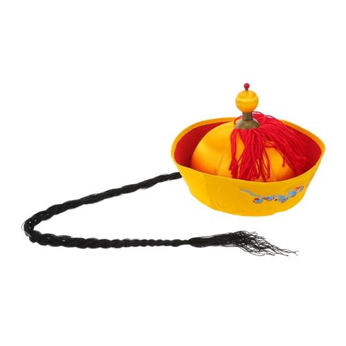 TOPBATHY Antiker Opernhut Königlicher Hut Der Qing Kaiserkappe Kaiser Cosplay Hut Vintage Kostüm Kopfbedeckung Chinesischer Stil Kaiser Opernhut Drama Requisitenhut Gelber von TOPBATHY
