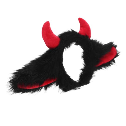 TOPBATHY Dämonische Yak Horn Stirnband Schwarz Rot Cosplay Horn Haarreif Halloween Kostümaccessoire für Frauen und Mädchen Komfortabel Leicht und Authentisch von TOPBATHY