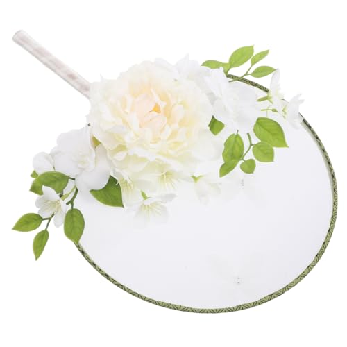 TOPBATHY Eleganter Chinesischer Handfächer mit Floralen Akzenten und Zarten Quasten Runder Klassischer Fächer für Tanzaufführungen und Wohnkultur Manueller Fächer für Damen und Erwachsene von TOPBATHY
