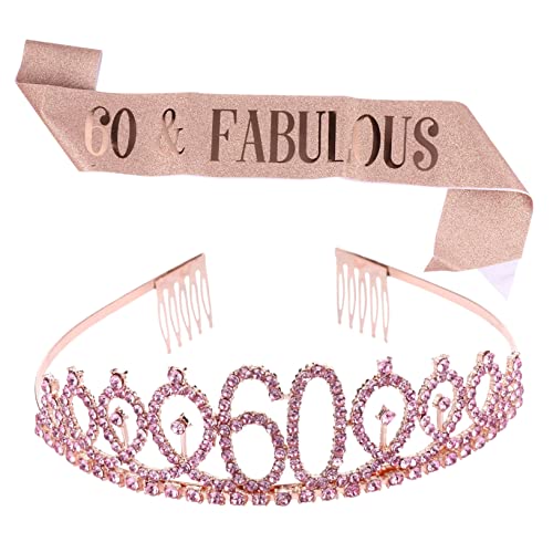 TOPBATHY Geburtstagskrone und Schärpe Set Roségold Teilig Party Dekoration Mädchen Geburtstagsfeier Langlebig und Festlich für Mädchen Geburtstags Party von TOPBATHY
