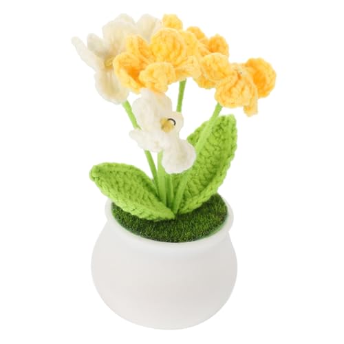 TOPBATHY Handgefertigte Häkelblume Dekorativer Kunst Bonsai Leichtes Langlebiges Material Für Wohnzimmer Büro Schlafzimmer Schreibtisch Natürliche Farbverlaufende Deko Geschenkidee von TOPBATHY