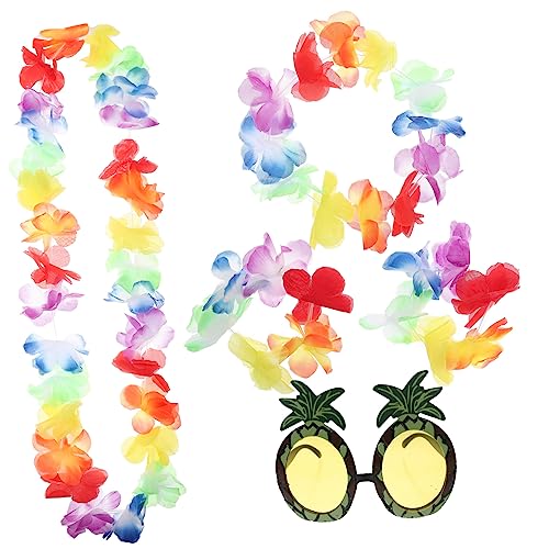 TOPBATHY Hawaii Party Teilig mit Künstlichen Blumenketten Ananas Sonnenbrille Armband und Halskette Leichte Beach Party Accessoires für Tropische Mottopartys und Strandfeiern von TOPBATHY