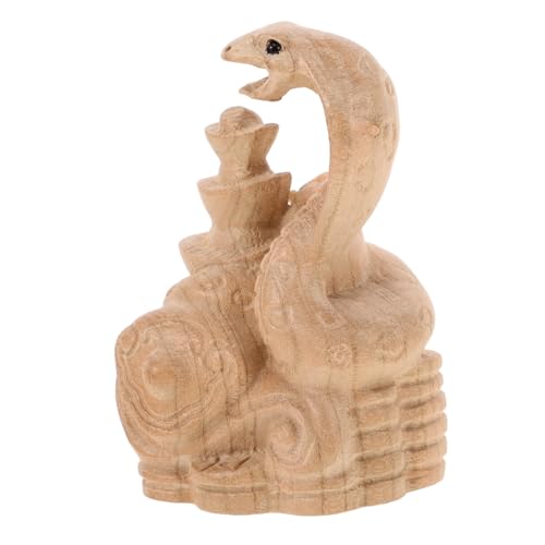 TOPBATHY Holz Schlangenstatue Chinesische Figur Feng Shui Dekor Unbemalt Schon Handbemalt Drache Heimdekor Neujahrsfigur Jahr Der Schlange von TOPBATHY