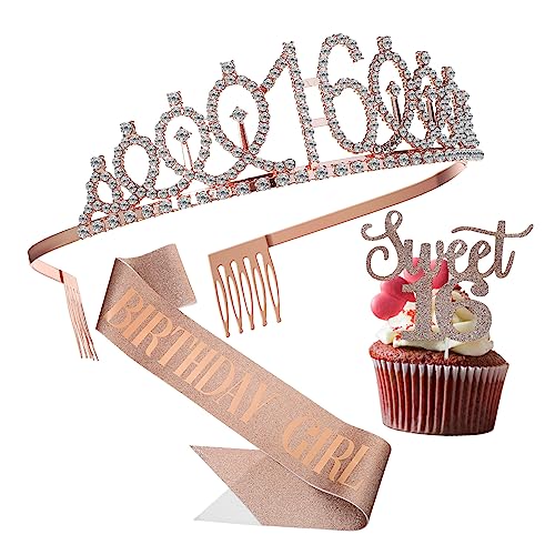 TOPBATHY Jahre Geburtstagsdeko Set Roségold mit Krone Schärpe und Kuchentopper für Mädchen Party Partydeko Leicht und Festlich für Unvergessliche TOPBATHY Jahre Geburtstagsdeko Set Roségold mit Krone Schärpe und Kuchentopper für Mädchen Party Partydeko Leicht und Festlich für Unvergessliche von TOPBATHY