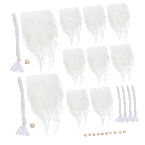 TOPBATHY Künstlicher Zwergenbart Weiß Vorgefertigte Gnom Bartzöpfe mit Holzperlen DIY Bastelmaterial für Weihnachts und Valentinstagsparty Dekoration Gnom Puppe Zubehör Charmante von TOPBATHY
