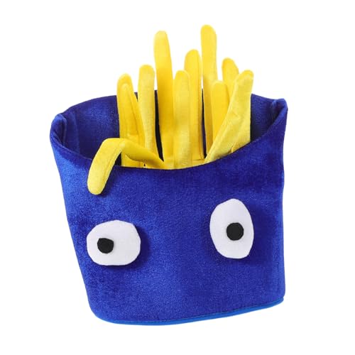 TOPBATHY Lustiger French Fries Hut aus Weichem Samt Atmungsaktiv Formstabil für Karneval Party Halloween Festival Jahre Auffälliges Kostümzubehör in Blau von TOPBATHY