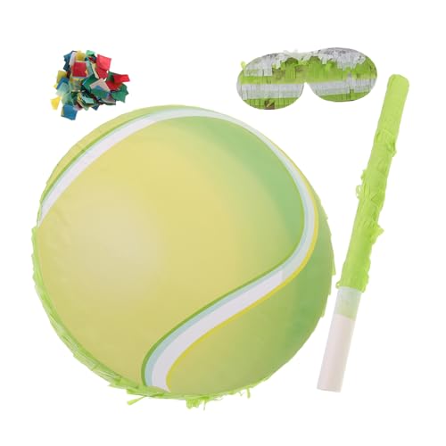 TOPBATHY Tennis Pinata Geburtstag Party Deko mit Schlagstab Augenbinde und Konfetti Sportlicher Tennisball Pinata Füller für Familienfeiern Indoor Outdoor Zufällige Farbe von TOPBATHY