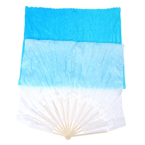 TOPBATHY Verlängerte Bauchtanz Fächer Schleier Seide mit Farbverlauf Weiß zu Blau Leichter Tanzfächer für Frauen Flexibel Bühnenzubehör TOPBATHY Verlängerte Bauchtanz Fächer Schleier Seide mit Farbverlauf Weiß zu Blau Leichter Tanzfächer für Frauen Flexibel Bühnenzubehör von TOPBATHY