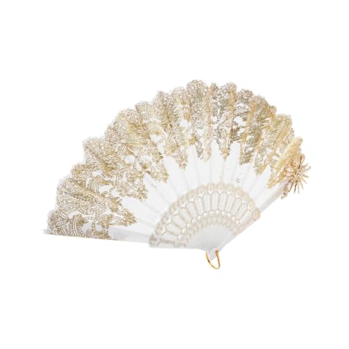 TOPBATHY Vintage Spitzen Faltfächer Stabiler Handfächer mit Rosenmuster und Tragbar für Hochzeit Party Tanz und Cosplay Einsatz TOPBATHY Vintage Spitzen Faltfächer Stabiler Handfächer mit Rosenmuster und Tragbar für Hochzeit Party Tanz und Cosplay Einsatz von TOPBATHY