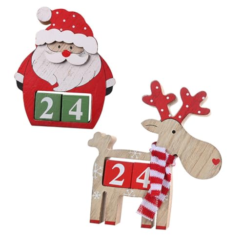 TOPBATHY Weihnachtlicher Holz Dekokalender Teilig mit Santa und Rentier Kreative Tischdeko aus Premium Holz Vielseitiger Weihnachtskalender für Zuhause Büro Bar und Laden Langlebig und von TOPBATHY