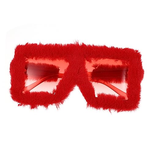 TOPBATHY lustige Brille dekorative Gläser Abschlussball Brille übergroße Brille quadratische Gläser Sonnenbrille schnapsgläser Partybrille Brille zum Fotografieren schmücken Plüsch rot von TOPBATHY