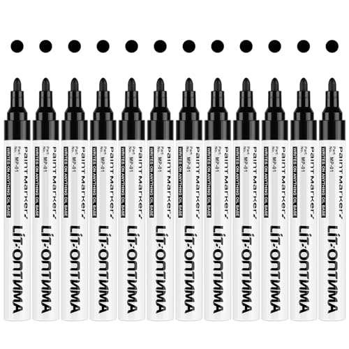 12 Stück Permanent Marker Schwarz, Wasserfester Stift,Filzstift Schwarz, Edding Lackstift,Acrylstifte Geeignet für Stahl, Industrie, Metall, Kunststoff, DIY-Plakatzeichnung usw 12 Stück Permanent Marker Schwarz, Wasserfester Stift,Filzstift Schwarz, Edding Lackstift,Acrylstifte Geeignet für Stahl, Industrie, Metall, Kunststoff, DIY-Plakatzeichnung usw von TOPBELIEF