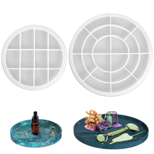 2 Stück Silikonform Tablett, Rund Untersetzer Kerzenhalter, 18.5cm/26.5cm DIY Gießformen Mit Rillen, Silikonform Teller für Untersetzer, Obstschalen, Schmuckteller 2 Stück Silikonform Tablett, Rund Untersetzer Kerzenhalter, 18.5cm/26.5cm DIY Gießformen Mit Rillen, Silikonform Teller für Untersetzer, Obstschalen, Schmuckteller von TOPBELIEF