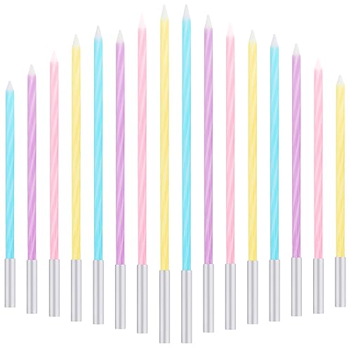 Geburtstagskerzen Für Torte, 16 Stücke Dünne Lange Bunte Geburtstagskerze, 14.5cm Stabkerzen Bunt, Dünne Cupcake Kerzen für Babyfeiern, Hochzeit, Party, Weihnachten, Feier Kuchen Dekoration (Gewinde) Geburtstagskerzen Für Torte, 16 Stücke Dünne Lange Bunte Geburtstagskerze, 14.5cm Stabkerzen Bunt, Dünne Cupcake Kerzen für Babyfeiern, Hochzeit, Party, Weihnachten, Feier Kuchen Dekoration (Gewinde) von TOPBELIEF