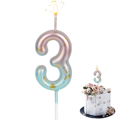 Zahlen Kerzen, Kerze 3 Geburtstag, 6D Geburtstagskerzen, Farbverlauf Kerzen, Geburtstagskerzen Für Kinder Erwachsene Für Geburtstag Jahrestag Partys von TOPBELIEF
