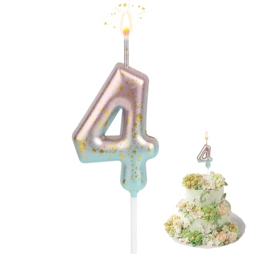 Zahlen Kerzen, Kerze 4 Geburtstag, 7D Geburtstagskerzen, Farbverlauf Kerzen, Geburtstagskerzen Für Kinder Erwachsene Für Geburtstag Jahrestag Partys von TOPBELIEF