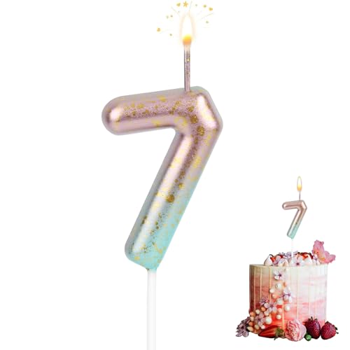 Zahlen Kerzen, Kerze 7 Geburtstag, 10D Geburtstagskerzen, Farbverlauf Kerzen, Geburtstagskerzen Für Kinder Erwachsene Für Geburtstag Jahrestag Partys von TOPBELIEF