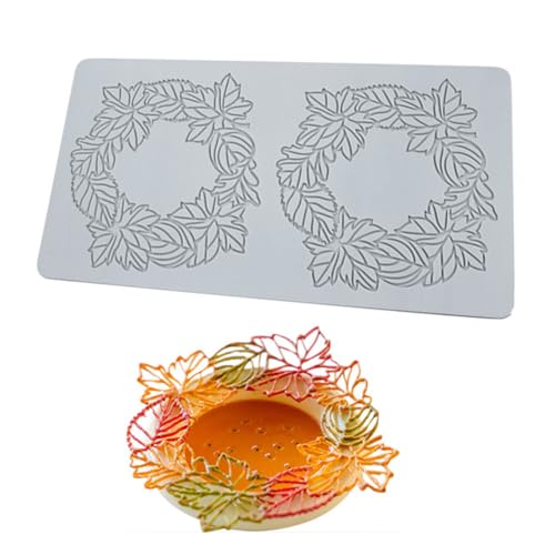TOPBSFARNY Silikon-Spitzenform, Kuchen-Fondant-Form, Silikon-Fondant-Prägematte, Spitzen-Silikonform für DIY, Harz, Seife, Süßigkeiten, Handwerk, Kuchendekoration (Ahornblatt) von TOPBSFARNY