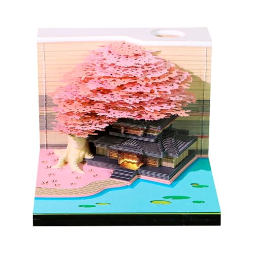 3D Kalender, 2026 3D Abreißblock Tischkalender Notizblock mit Licht 3D Memoblock Papier Schloss Kunst Kreative Papierskulptur Geschenk Tischdekoration von TOPCHANCES