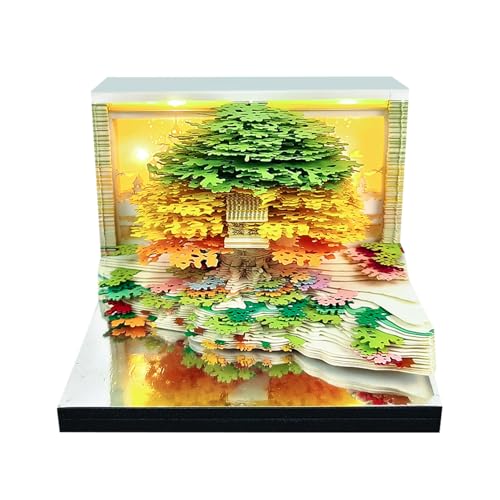 3D Kalender, 2026 3D Abreißblock Tischkalender Notizblock mit Licht 3D Memoblock Papier Schloss Kunst Kreative Papierskulptur Geschenk Tischdekoration von TOPCHANCES