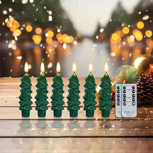 Flammenloses LED-Weihnachtsbaumkerzen-Set, realistisches Wachsdesign und warmweißes Licht, perfekt für Urlaubsdekoration und Geschenke (6 Stück, 12,7 cm) von TOPCHANCES