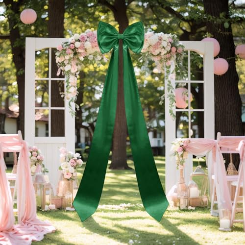 Riesige Schleifendekoration, große Satin-Dekoschleifen, große Schleifen für Hintergrund für Hochzeit, Weihnachten, Verlobung, Junggesellinnenabschied (grün, 150 x 39 cm) von TOPCHANCES