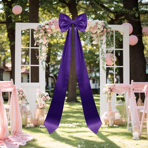 Riesige Schleifendekoration, große Satin-Dekoschleifen, große Schleifen für Hintergrund für Hochzeit, Weihnachten, Verlobung, Junggesellinnenabschied (lila, 150 x 39 cm) von TOPCHANCES