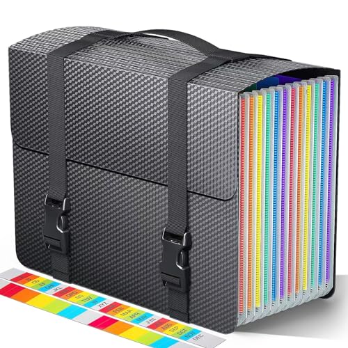 Akkordeon-Aktenordner, Fächermappe mit Griff, 13 Fächer, erweiterbare Aktenordner, Registerkarten im Aktenkasten, verstellbarer Riemen, Organizer für Rechnungen, A4/Briefgröße, Diamant Akkordeon-Aktenordner, Fächermappe mit Griff, 13 Fächer, erweiterbare Aktenordner, Registerkarten im Aktenkasten, verstellbarer Riemen, Organizer für Rechnungen, A4/Briefgröße, Diamant von TOPCJ