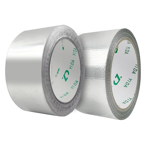 TOPCZY 2 Rollen Aluminium Klebeban, 5 x 200cm Metall Klebeband, Praktisch Selbstklebendes Alu, Reperaturband Alu Tape mit 160g Versiegelnde Tonerde, Dampfsperre Klebeband für Reparaturen Abdichtung von TOPCZY