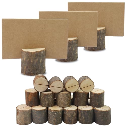 25 Stück, Kartenhalter Holz, Tischkartenhalter, Menükartenhalter, Fotohalter Holz, Platzkartenhalter, Holzständer für Karten Bilderhalter zum Hinstellen für Hochzeitsfeier Dekoration, Fotodisplay von TOPCZY