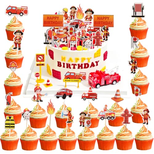 42Stk Feuerwehr Geburtstag Kuchendeckel, Feuerwehrmann Cupcake Toppers, Feuerwehr Kuchenaufsatz, Happy Birthday Feuerwehrauto Muffin Deko, Feuerwehrmann Thema Tortendeko für Jungen Kinder Party 42Stk Feuerwehr Geburtstag Kuchendeckel, Feuerwehrmann Cupcake Toppers, Feuerwehr Kuchenaufsatz, Happy Birthday Feuerwehrauto Muffin Deko, Feuerwehrmann Thema Tortendeko für Jungen Kinder Party von TOPCZY