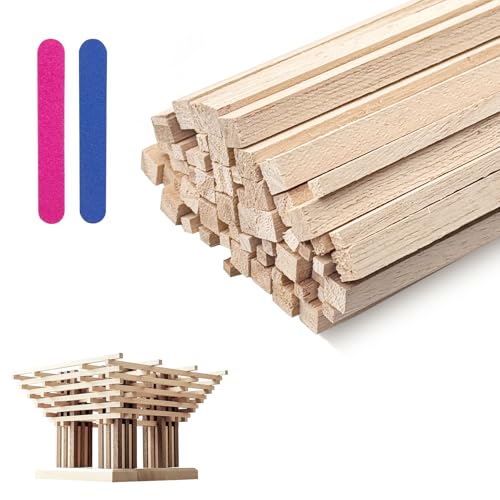 60Stkss Quadratische Holzstäbe Set, 3x3x300mm Unbehandeltes Holzstab Eckig, 6x6x300mm Natürlich Basteln Holzleisten, Blanko Hartholzstäbchen mit Nagelfeile, für Heimwerker DIY Handwerk 60Stkss Quadratische Holzstäbe Set, 3x3x300mm Unbehandeltes Holzstab Eckig, 6x6x300mm Natürlich Basteln Holzleisten, Blanko Hartholzstäbchen mit Nagelfeile, für Heimwerker DIY Handwerk von TOPCZY