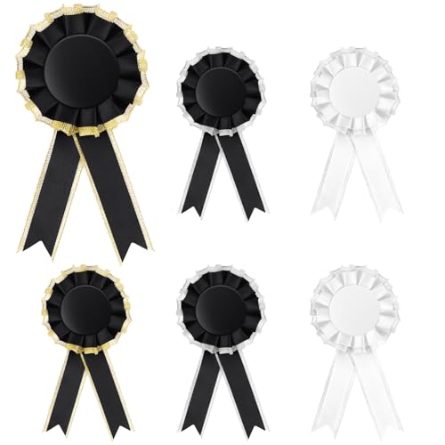 6Stks Regenbogen Rosetten Abzeichen, Blanko Auszeichnungsband, Gewinner Preisbänder, Ehrenvolles Band Abzeichen, Wettbewerb Rosetten, Hobby Horse Turnierschleifen für Kinder Party (Mehrfarbig) von TOPCZY