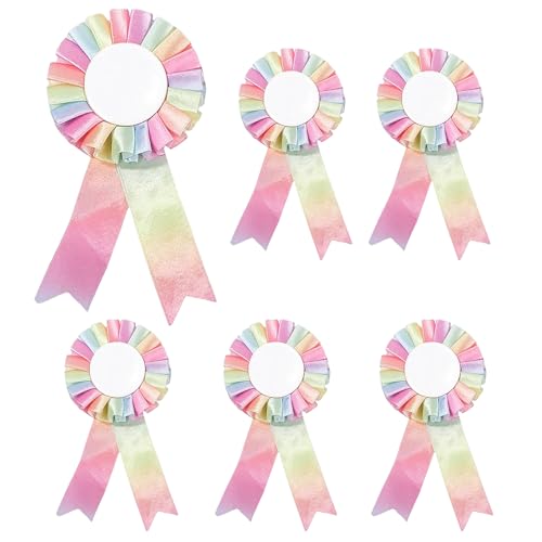 6Stks Regenbogen Rosetten Abzeichen, Blanko Auszeichnungsband, Gewinner Preisbänder, Ehrenvolles Band Abzeichen, Wettbewerb Rosetten, Hobby Horse Turnierschleifen für Kinder Party 6Stks Regenbogen Rosetten Abzeichen, Blanko Auszeichnungsband, Gewinner Preisbänder, Ehrenvolles Band Abzeichen, Wettbewerb Rosetten, Hobby Horse Turnierschleifen für Kinder Party von TOPCZY