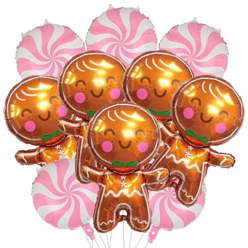 10 Stück Lebkuchenballons und rosa Zuckerstangen-Ballons, Mylar-Ballon für rosa Lebkuchen-Weihnachtsdekorationen, Zuckerstangendekorationen 10 Stück Lebkuchenballons und rosa Zuckerstangen-Ballons, Mylar-Ballon für rosa Lebkuchen-Weihnachtsdekorationen, Zuckerstangendekorationen von TOPDAOYUN