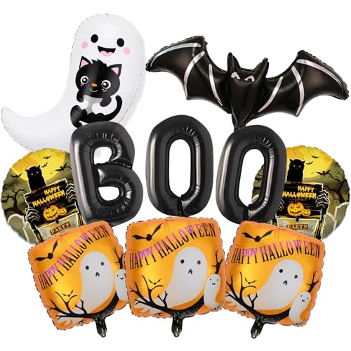 8 Stück Halloween Fledermaus Geist Boo Luftballons Set, Schwarz Boo Folienballon für Halloween Party Supplies, Horror Geburtstag Dekorationen 8 Stück Halloween Fledermaus Geist Boo Luftballons Set, Schwarz Boo Folienballon für Halloween Party Supplies, Horror Geburtstag Dekorationen von TOPDAOYUN