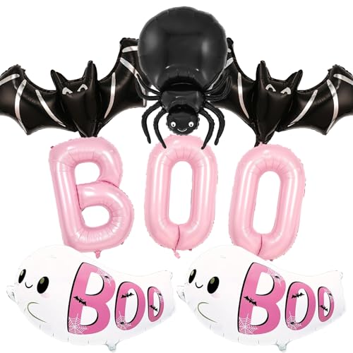 8pcs Halloween Fledermaus Spinne Boo Luftballons Set, Pink Boo Folienballon für Halloween Party Supplies, Horror Geburtstag Dekorationen 8pcs Halloween Fledermaus Spinne Boo Luftballons Set, Pink Boo Folienballon für Halloween Party Supplies, Horror Geburtstag Dekorationen von TOPDAOYUN