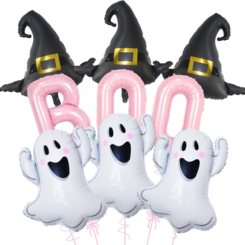 9-teiliges Halloween-Geister-Hexenhut-Ballon-Set, rosa Boo Folienballon für Halloween-Party-Dekorationen, Geister-Babyparty 9-teiliges Halloween-Geister-Hexenhut-Ballon-Set, rosa Boo Folienballon für Halloween-Party-Dekorationen, Geister-Babyparty von TOPDAOYUN