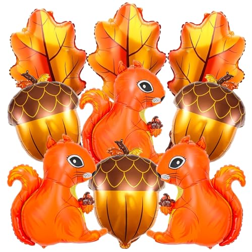 9-teiliges Herbst-Erntedank-Ballon-Set, Eichhörnchen, Tannenzapfen, Ahornblatt-Folie, Mylar-Ballon für Herbst, Dankbar, Babyparty, Geburtstagsparty, Dekorationen 9-teiliges Herbst-Erntedank-Ballon-Set, Eichhörnchen, Tannenzapfen, Ahornblatt-Folie, Mylar-Ballon für Herbst, Dankbar, Babyparty, Geburtstagsparty, Dekorationen von TOPDAOYUN