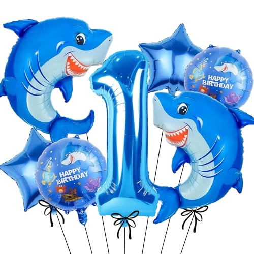 Hai Geburtstag Party Dekorationen, Blau Zahl 1 Ballon 40 Zoll, Hai Luftballons, 1. Geburtstag Dekorationen Junge Hai Geburtstag Party Dekorationen, Blau Zahl 1 Ballon 40 Zoll, Hai Luftballons, 1. Geburtstag Dekorationen Junge von TOPDAOYUN