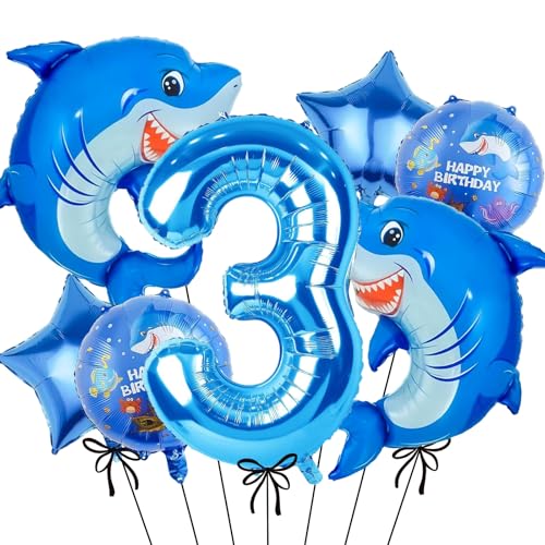 Hai Geburtstag Party Dekorationen, Blau Zahl 3 Ballon 40 Zoll, Hai Luftballons 3. für Geburtstagsdekorationen Jungen Hai Geburtstag Party Dekorationen, Blau Zahl 3 Ballon 40 Zoll, Hai Luftballons 3. für Geburtstagsdekorationen Jungen von TOPDAOYUN