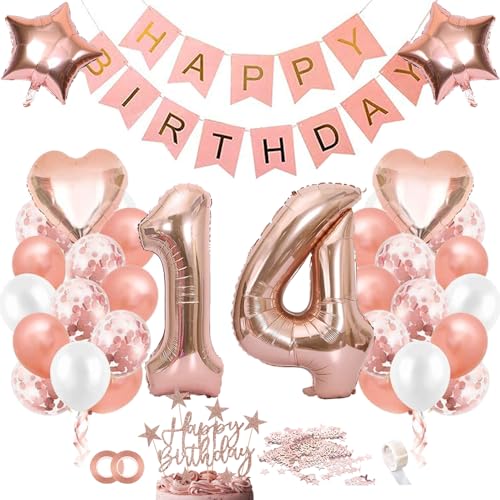 TOPHOPE Luftballon 14. Geburtstag Roségold Folienballon Luftballon Zahlen Geburtstagsdeko Mädchen 14 Jahr Riesen Folienballon Zahl 14 Ballon 14 Deko zum Geburtstag Roségold Happy Birthday TOPHOPE Luftballon 14. Geburtstag Roségold Folienballon Luftballon Zahlen Geburtstagsdeko Mädchen 14 Jahr Riesen Folienballon Zahl 14 Ballon 14 Deko zum Geburtstag Roségold Happy Birthday von TOPHOPE