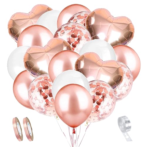 TOPHOPE Rosegold Luftballon Set, Konfetti Luftballons & Latex Ballons mit Bändern für Geburtstag, Hochzeit, Babyparty, Dekoration, Geschäftstätigkeit, 75 Stück Folienballon Set von TOPHOPE