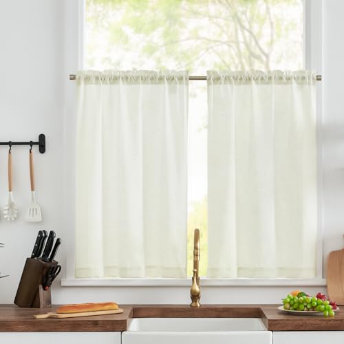 TOPICK Bistrogardine 2er Set Scheibengardinen modern Wohnzimmer Elfenbein Gardine Küchenfenster kurz Scheibengardinen Küche Leinenoptik H60xB65cm Küchengardinen Landhausstil Kurzgardinen TOPICK Bistrogardine 2er Set Scheibengardinen modern Wohnzimmer Elfenbein Gardine Küchenfenster kurz Scheibengardinen Küche Leinenoptik H60xB65cm Küchengardinen Landhausstil Kurzgardinen von TOPICK