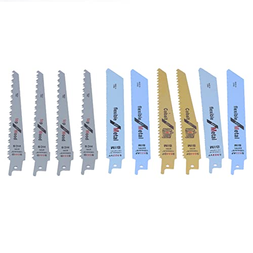 10 -pcs Hoher Kohlenstoffstahl Bimetal Hubrocating Sägeblätter - Holz und Metallschneider, Leicht zu Tragen von TOPINCN