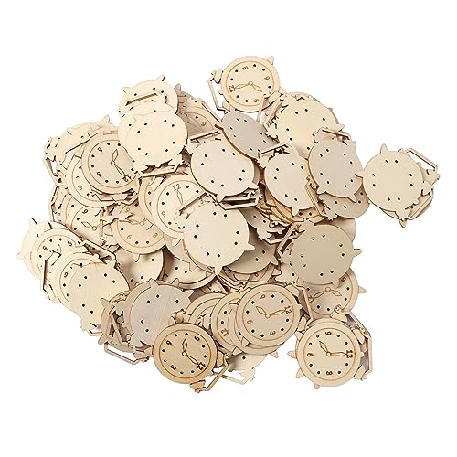 100pcs Holzkaktausschnitte Leere Holzuhrscheiben, Unvollendete Hölzerne Wecker Ausschnitte DIY Hand Bemalt Wand Bastel Ausschnitte Dekorationen Farbe Holzuhr Stücke von TOPINCN
