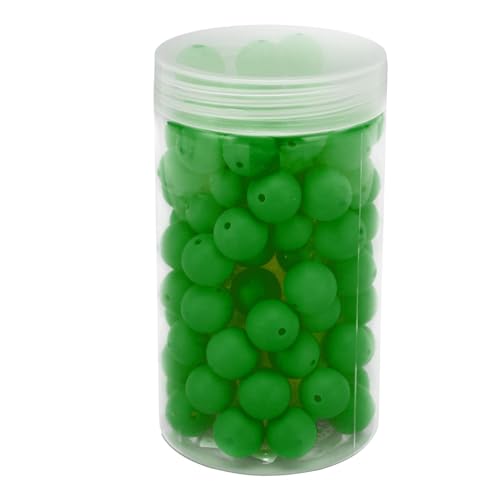 105pcs Silikonperlen, 15 Mm Silikonperlen, Farbenfrohe Runde Perlen mit Vorgebohrten Löchern in Plastikflaschen, für Armband, Ohrringe, Halskette (GREEN) von TOPINCN