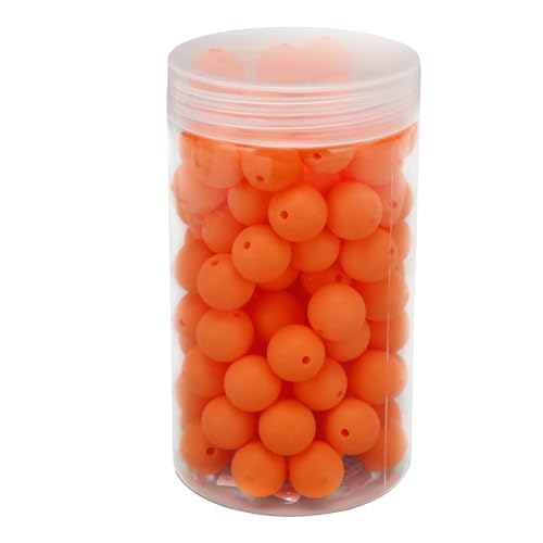 105pcs Silikonperlen, 15 Mm Silikonperlen, Farbenfrohe Runde Perlen mit Vorgebohrten Löchern in Plastikflaschen, für Armband, Ohrringe, Halskette (ORANGE) von TOPINCN