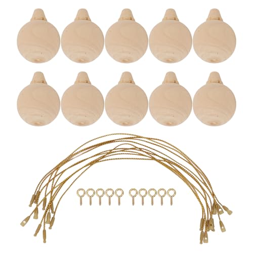 10pcs Unvollendete Ball Ornamente, DIY -Holz Weihnachtsbaum Unvollendete Kugeln Handgefertigtes Holz Jingle Glockenhänge Blankozier Weihnachtsbaumkugeln für Ku 10pcs Unvollendete Ball Ornamente, DIY -Holz Weihnachtsbaum Unvollendete Kugeln Handgefertigtes Holz Jingle Glockenhänge Blankozier Weihnachtsbaumkugeln für Ku von TOPINCN